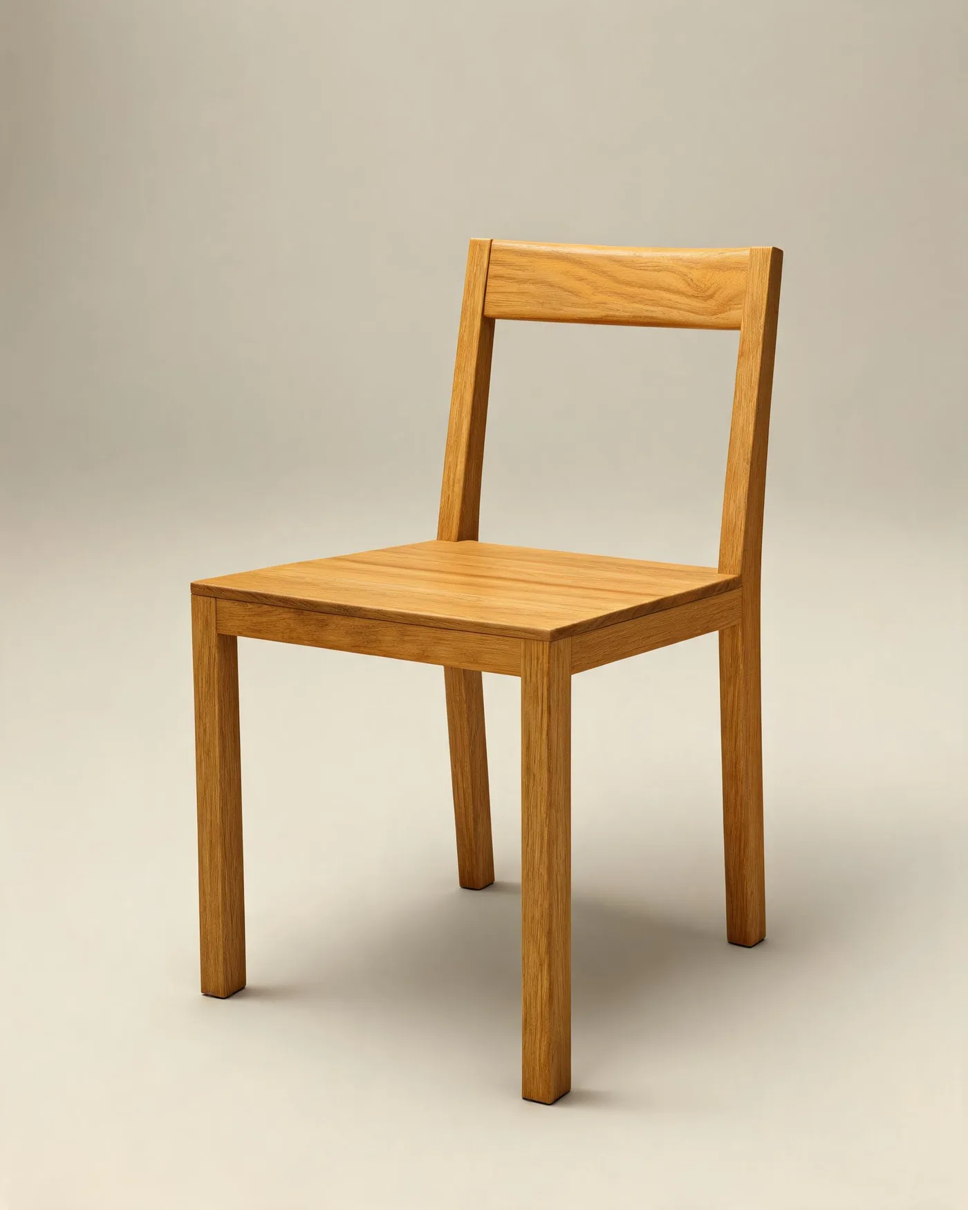 02 Dining Chair, natural oil finish, three quarter view