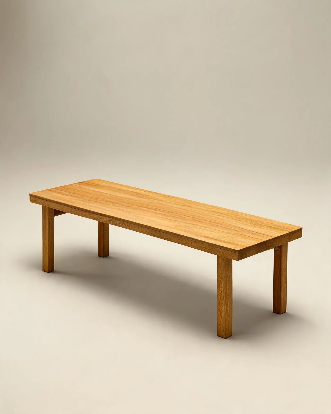 03 Dining Bench, natural oil finish, three quarter view